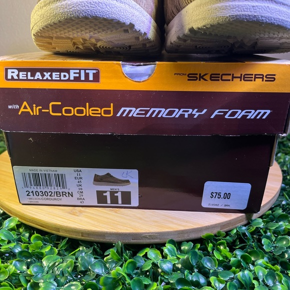 🔥 SKECHERS MELSON CORDUROY BROWN SLIP ON AIR COOLED MEMORY FOAM 21030 MEN SZ 11 - Picture 9 of 9